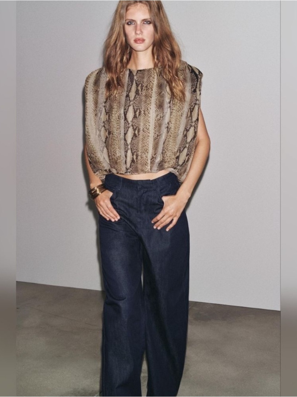 NWT Zara ZW Collection Barrel Leg High Rise Trouser Ankle Jeans Dark Wash size 4 - Picture 3 of 13